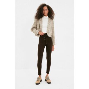 Trendyol Brown Eyelet Detailed Knitted Trousers