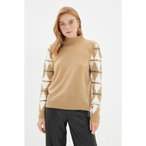 Trendyol Camel Sleeve Jacquard Knitwear Sweater