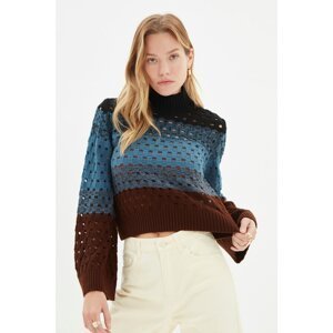 Trendyol Black Openwork Color Block Knitwear Sweater