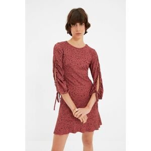 Trendyol Plum Shirred Detailed Knitted Dress