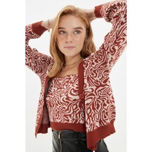 Trendyol Cinnamon Jacquard Blouse-Cardigan Knitwear Cardigan