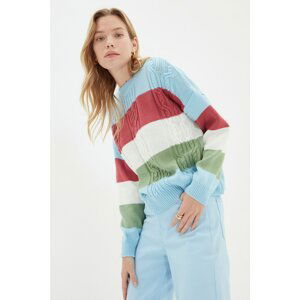 Trendyol Light Blue Color Block Knitwear Sweater