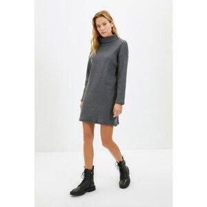 Trendyol Anthracite Turtleneck Fake Knitwear Mini Knitted Dress