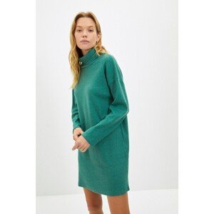 Trendyol Emerald Green Turtleneck Fake Knitwear Mini Knitted Dress
