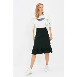 Trendyol Black Fake Knitwear Midi Knitted Skirt