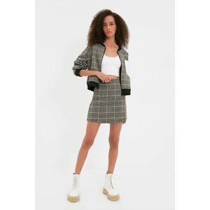 Trendyol Gray Plaid Bell Skirt Knitted Skirt