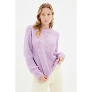 Trendyol Lilac V Patterned Knitwear Sweater