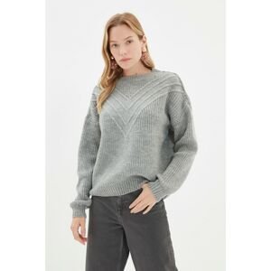 Trendyol Gray V Patterned Knitwear Sweater