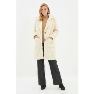 Trendyol Ecru Button Closure Plush Coat