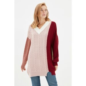 Trendyol Powder Color Block Oversize Knitwear Sweater
