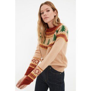 Trendyol Beige Jacquard Knitwear Sweater