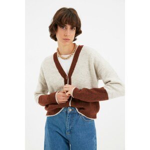 Trendyol Brown Color Block Knitwear Cardigan