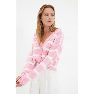 Trendyol Pink Oversize Striped Knitwear Cardigan