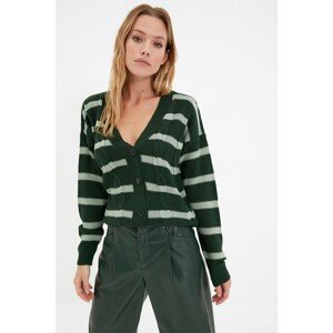 Trendyol Emerald Green Oversize Striped Knitwear Cardigan