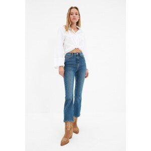 Trendyol Blue High Waist Crop Flare Jeans