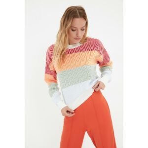 Trendyol Ecru Jacquard Color Block Knitwear Sweater