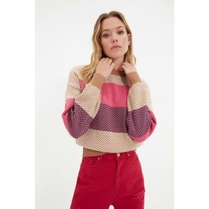 Trendyol Beige Jacquard Color Block Knitwear Sweater