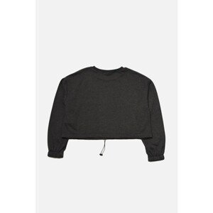 Trendyol Anthracite Pocket Crop Raised Thick Knitted Sweatshirt