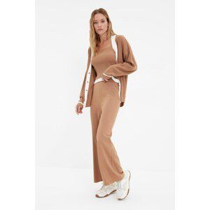 Trendyol Camel Oversize Cardigan Blouse Knitwear Bottom-Top Set