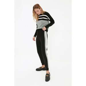 Trendyol Black Striped Sweater Cord Detailed Trousers Knitwear Bottom-Top Set