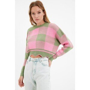 Trendyol Mint Crop Jacquard Knitwear Sweater