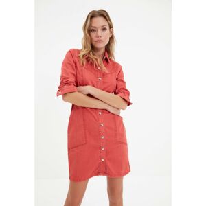 Trendyol Red Stitch Detailed Denim Dress