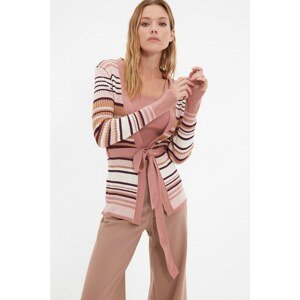 Trendyol Dried Rose Striped Blouse- Cardigan Knitwear Suit