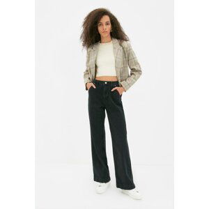 Trendyol Anthracite Pocket Detailed High Waist Wide Leg Jeans