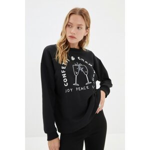 Trendyol Black Loose Fit Knitted Slim Sweatshirt