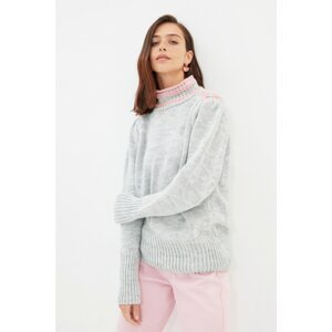 Trendyol Gray Stand Up Collar Knitwear Sweater