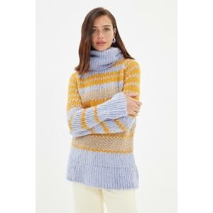 Trendyol Lilac Striped Turtleneck Knitwear Sweater