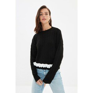 Trendyol Black Lace Detailed Knitwear Sweater