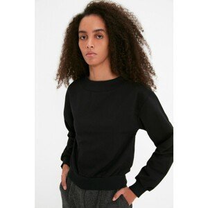 Trendyol Black Wide Collar Basic Thin Knitted Sweatshirt