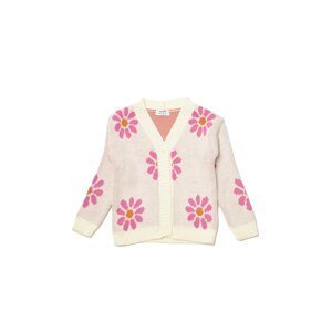 Trendyol Ecru Flower Jacquard Girls Knitwear Cardigan