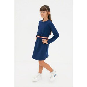 Trendyol Navy Striped Waist Girl Knitted Dress