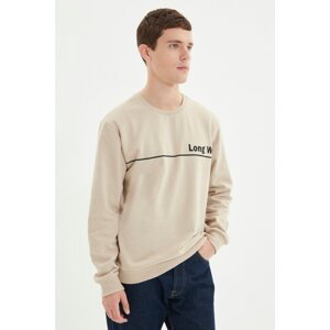 Trendyol Beige Men's Printed Regular Fit Sweatshirt