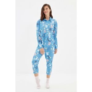 Trendyol Blue Printed Knitted Jumpsuit