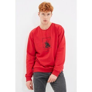 Trendyol Red Men's Printed Regular Fit Sweatshirt