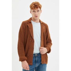 Trendyol Camel Men Regular Fit Double Breasted Buttoned Cardigan