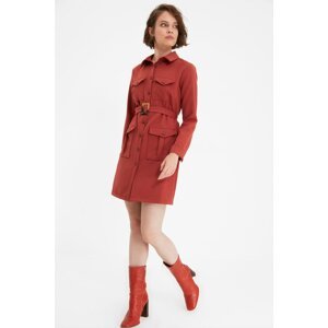 Trendyol Tile Petite Belted Shirt Dress