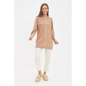 Trendyol Camel Standing Collar Piping Detailed Tunic