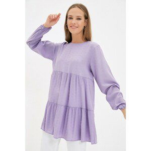 Trendyol Lilac Crew Neck Hemline Flounce Tunic