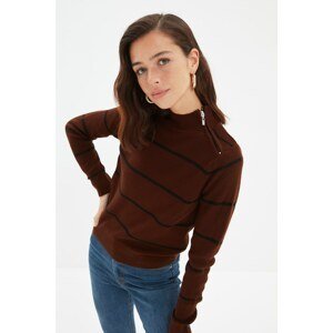 Trendyol Brown Zipper Detailed Sweater