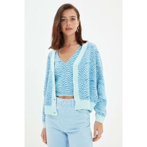 Trendyol Light Blue Jacquard Blouse- Cardigan Knitwear Suit