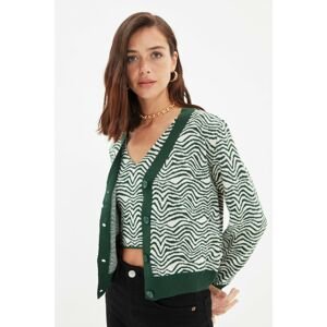 Trendyol Green Jacquard Blouse- Cardigan Knitwear Suit