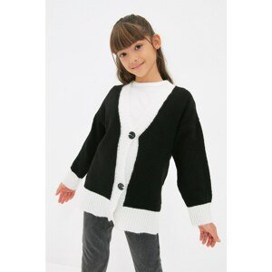 Trendyol Black Color Block Girl Knitwear Cardigan