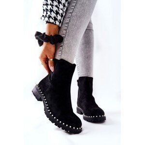 Suede Pearl Booties Black Venie