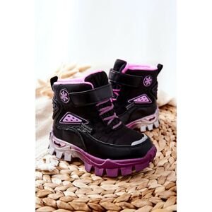 Children's Insulated Snow Boots Velcro Black and Pink Tannis