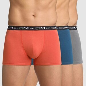 DIM COTTON STRETCH BOXER 3x - Pánske boxerky 3 ks - oranžová - svetlo modrá - sivá