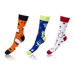 Bellinda 
CRAZY SOCKS 3x - Zábavné crazy ponožky 3 páry - oranžová - modrá - biela